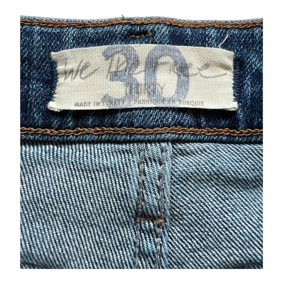 Free People Jeans Womens 30 Distressed Raw Hem Ankle Crop Straight Festival Boho - Picture 3 of 11
